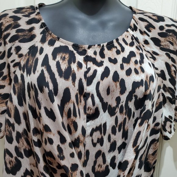JUNE & HUDSON Leopard Print Silky Butterfly Sleeve Blouse, Small - Picture 5 of 11